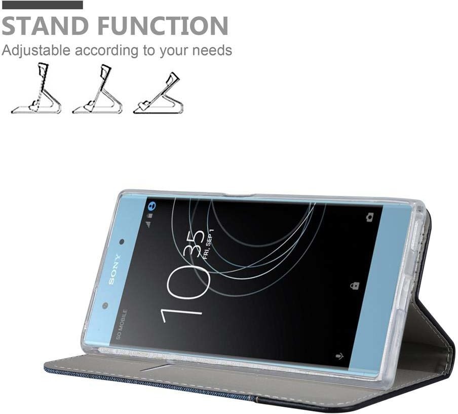 Etui Case Cover Carcasa Cubierta Protecc/íon con Cierre Magn/ético Tarjetero y Funci/ón de Suporte Cadorabo Funda Libro para Sony Xperia XA1 en Azul Oscuro Negro